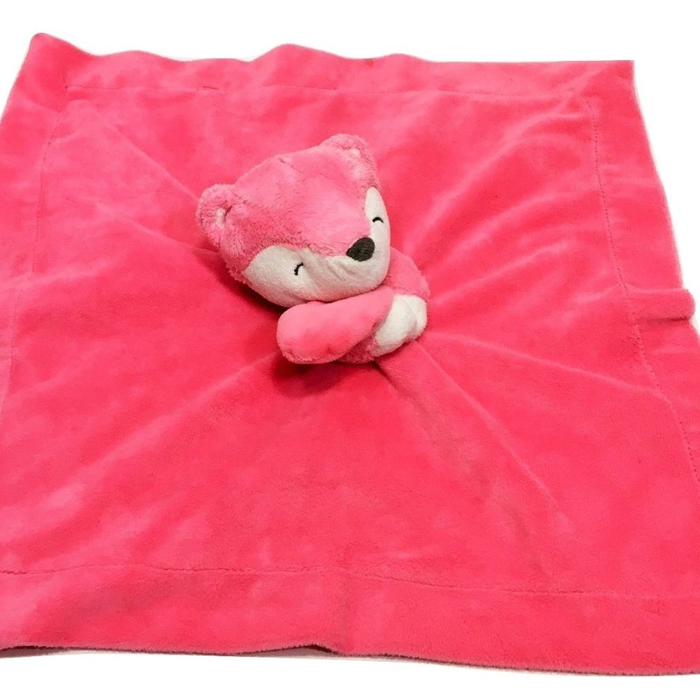 Rare HTF Carters Pink Fox Rattle Security Blanket - Picture 7 of 12